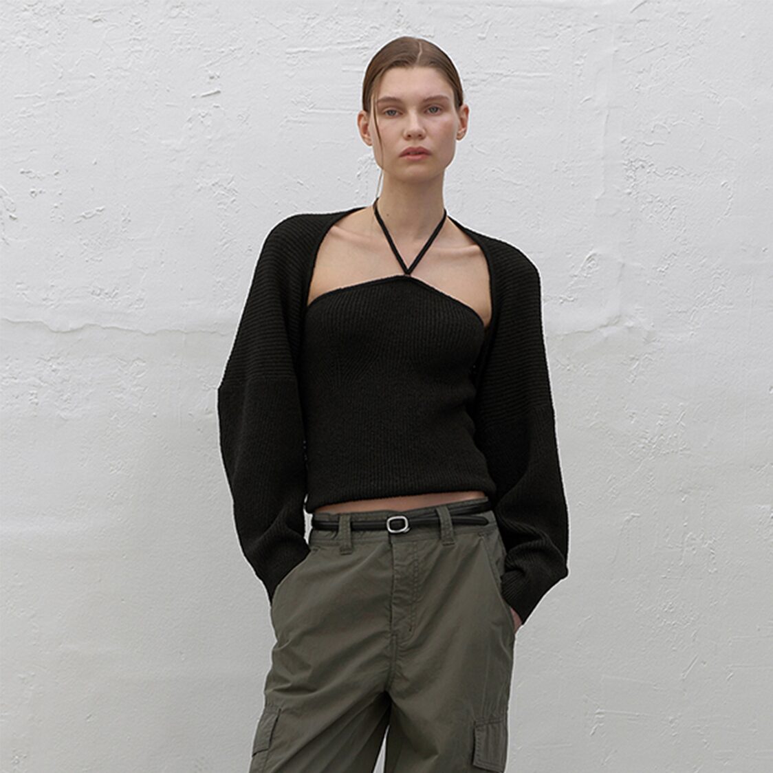 Atelier Nain Bolero Halter Knit Set - Black