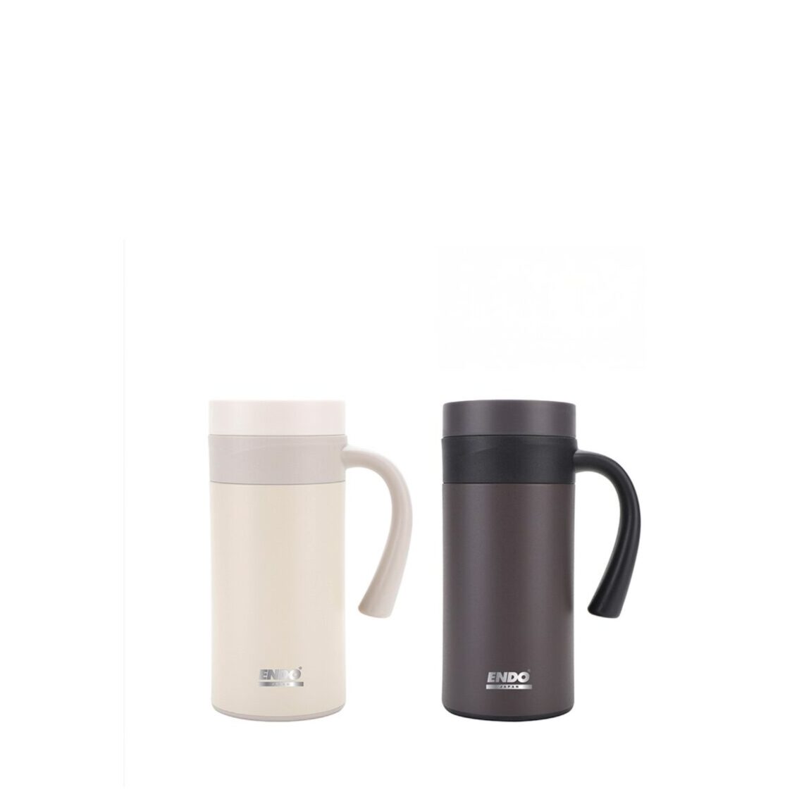 Endo 2pc 400ml Double Stainless-Steel Mug Set – Creamy & Brown (CX-3015)