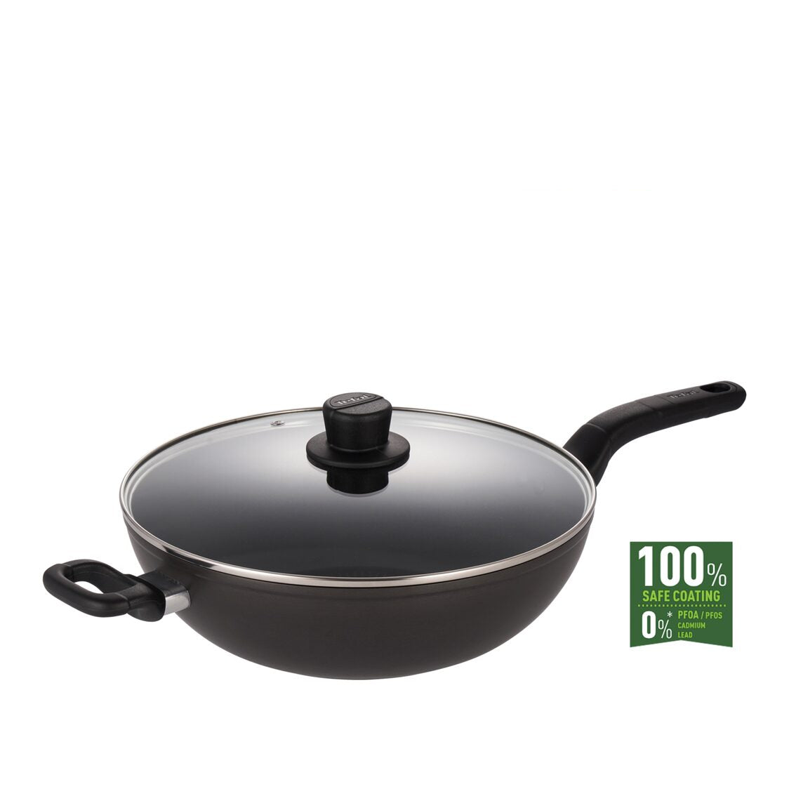 Tefal Intense Cook Hard Anodized Induction 32Cm Wok Pan With Lid (H91494)