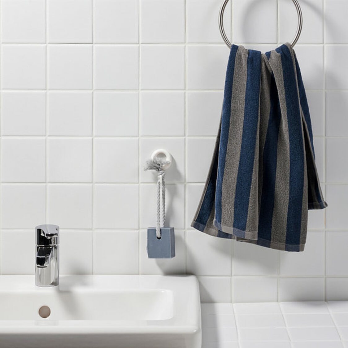 Jaju Stripe Cotton Face Towel Navy