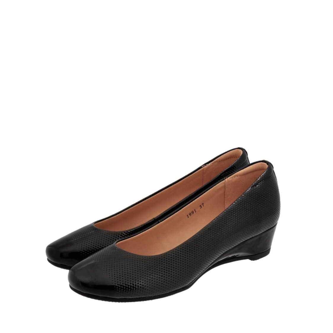 Caratti 1991 Black Leather Wedged Heels (Short)