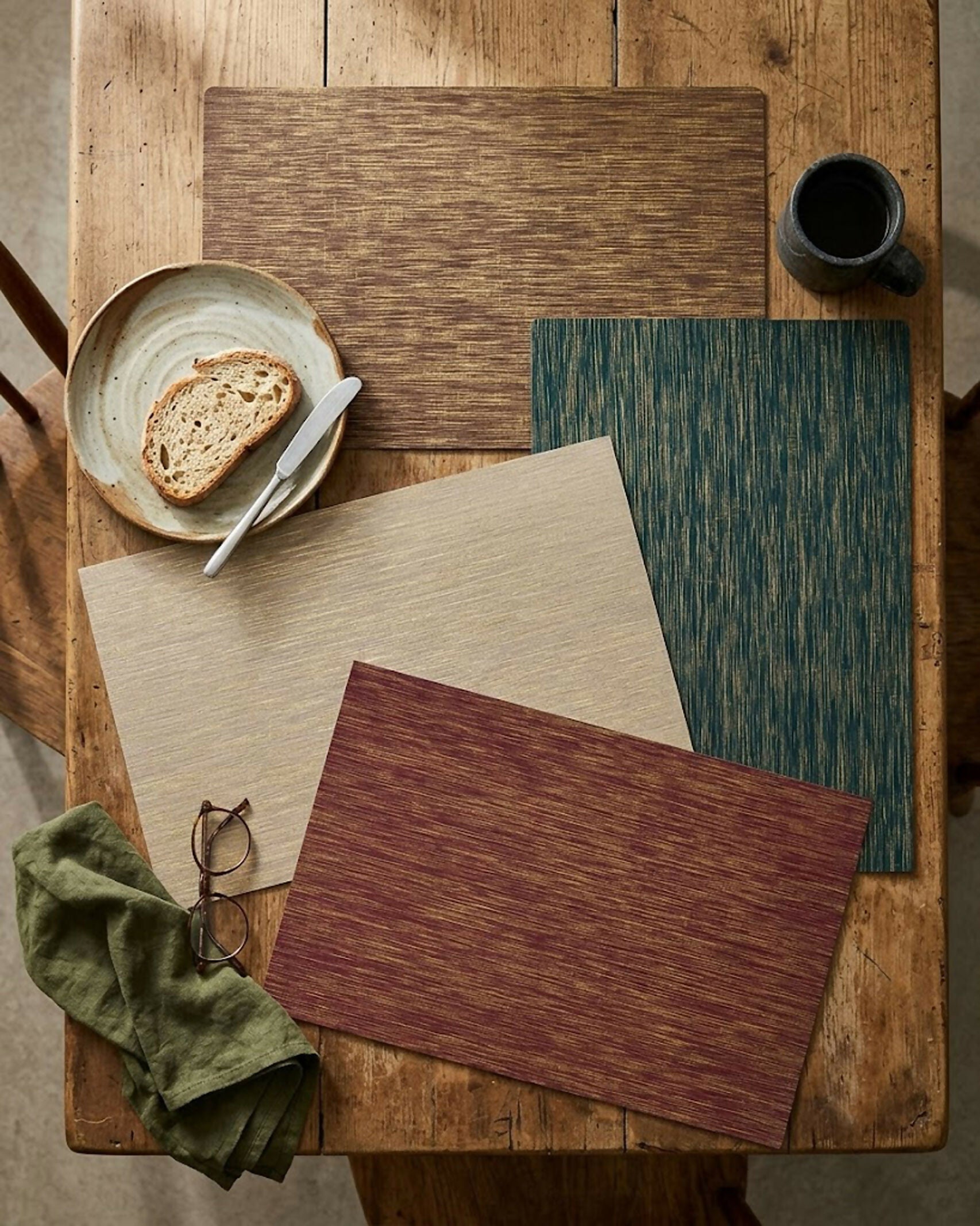 Rapee Glaze Gold Print PU Placemat - 30 x 45 cm, Teal