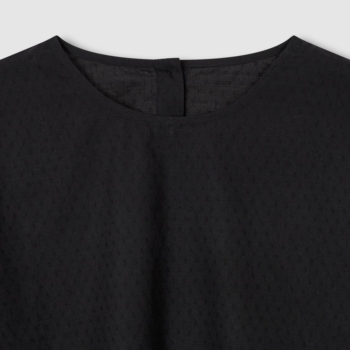 Jaju Women Eyelet Dobby Short Sleeve Pajama Shirt Black