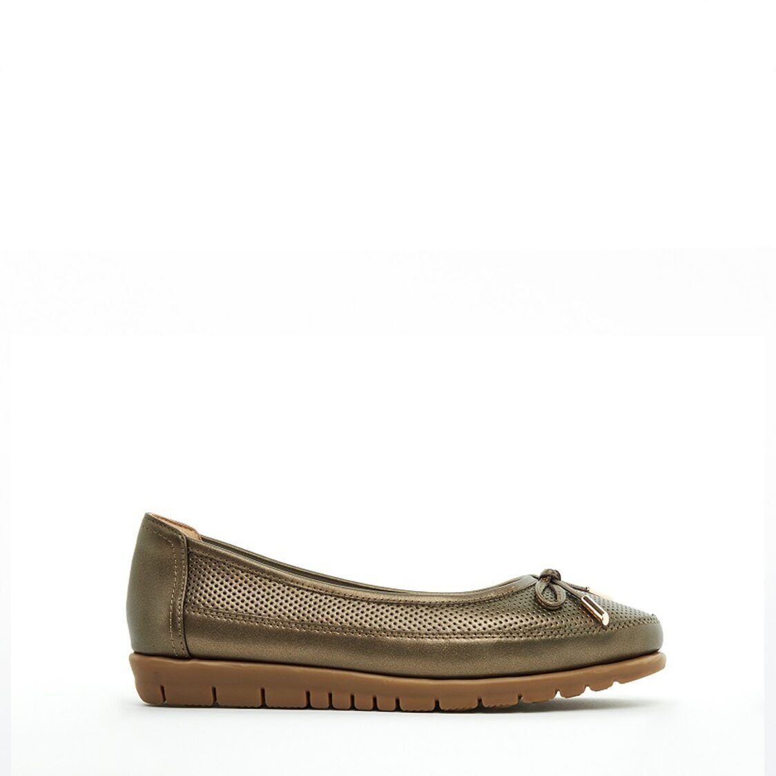 Barani 8841-141 Leather Pumps/Ballet Flats Bronze (With Fixed Bow)