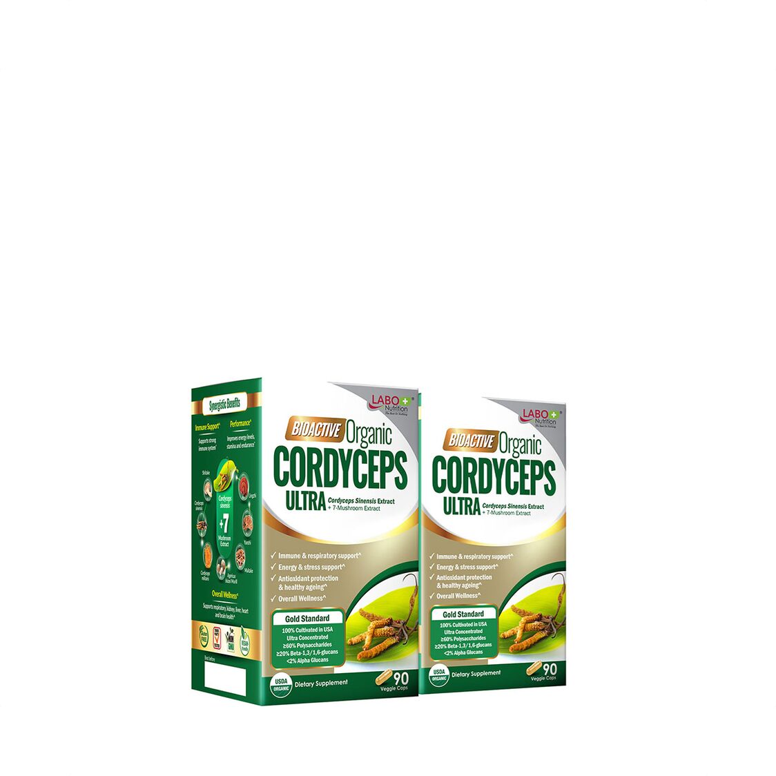 Labo Nutrition Bioactive Organic CORDYCEP ULTRA 90 Veggie Caps Twin Pack