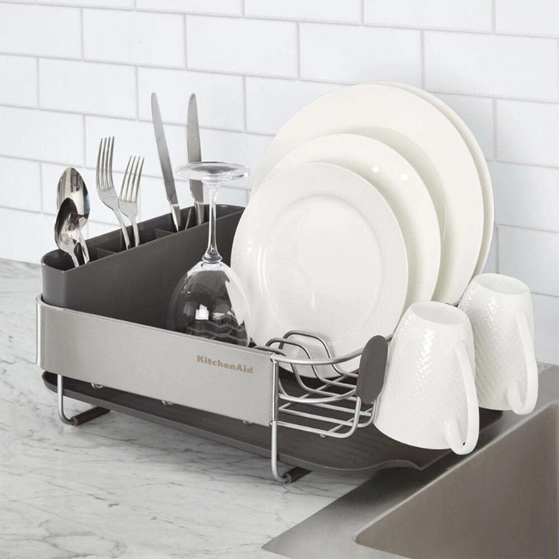 KitchenAid Stainless Steel Wrap Dish Rack Satin Gray