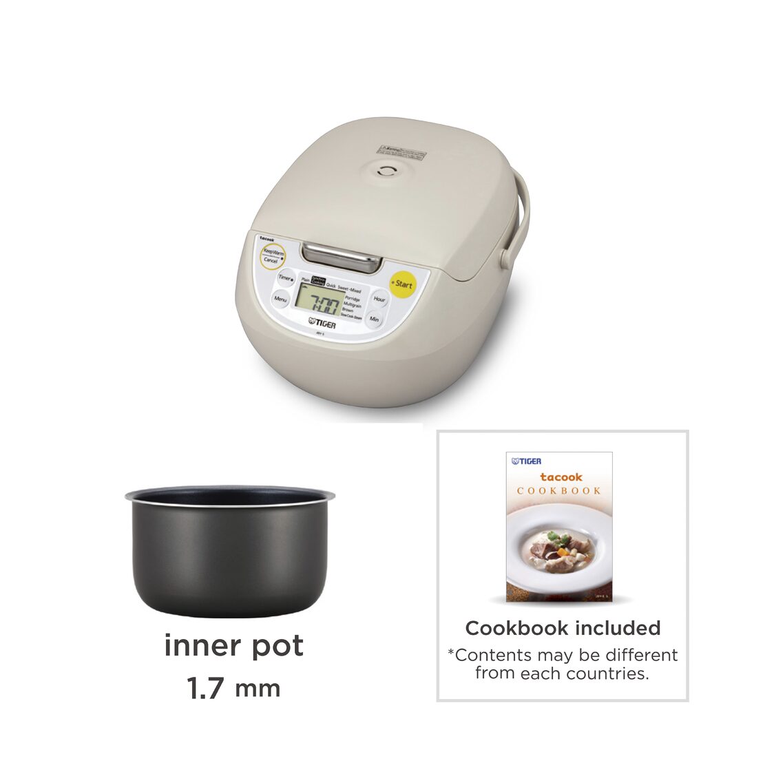 TIGER TACOOK 4-in-1 Function Rice Cooker 1.0L (JBV-S10S)