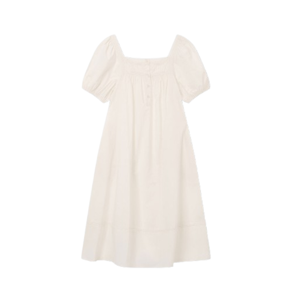 Jaju Women Eyelet Short Sleeve Pajama Dress Ivory