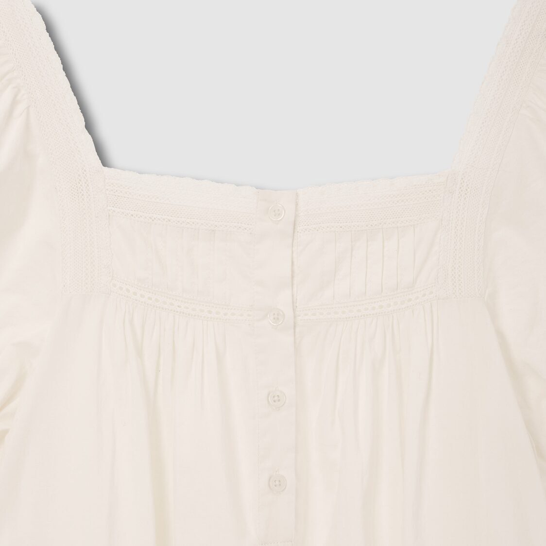 Jaju Women Eyelet Short Sleeve Pajama Dress Ivory