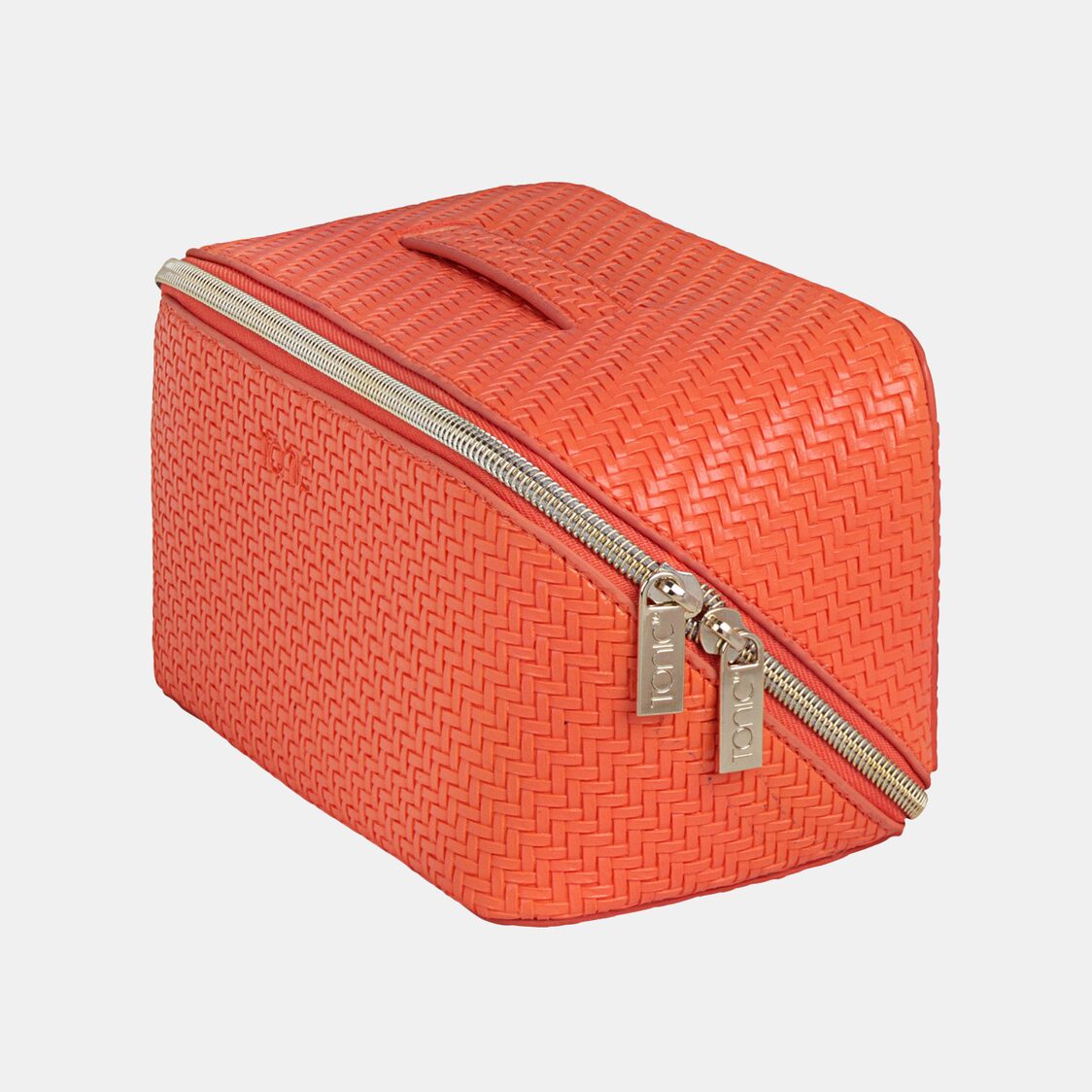 Tonic Herringbone Medium Beauty Bag In Tangerine 44017
