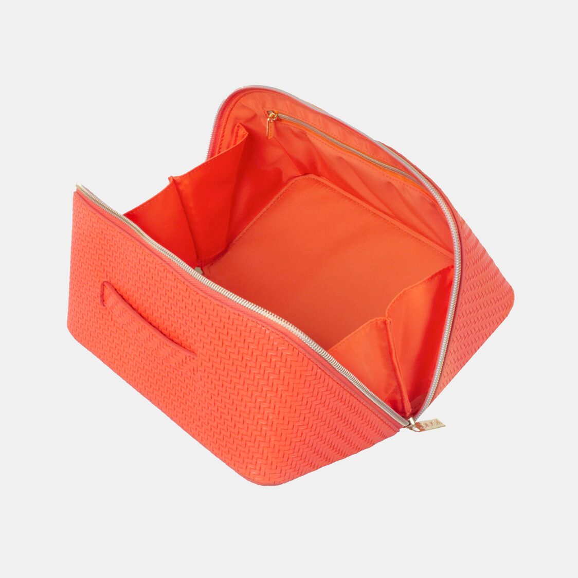 Tonic Herringbone Medium Beauty Bag In Tangerine 44017