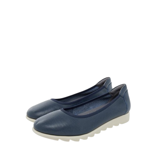 Barani Leather Pumps/Ballet Flats 8938-48 (Perforated) - Navy