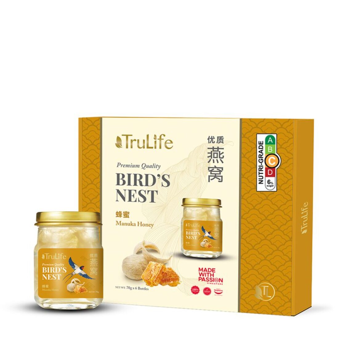 TruLife Premium Bird's Nest with Manuka Honey 6x70g