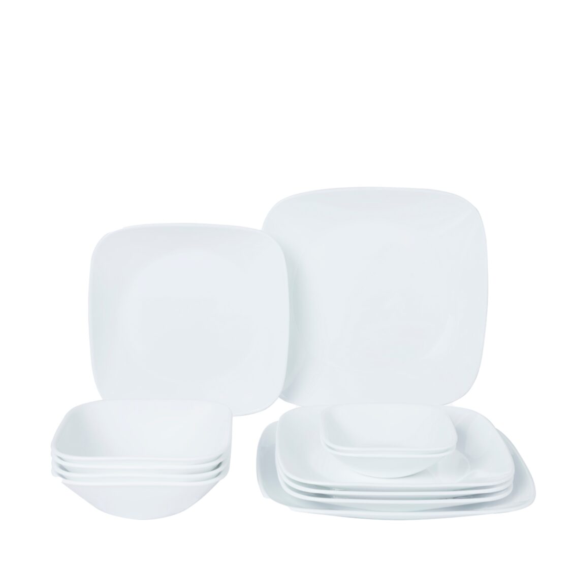 Corelle 12pc Square Round Dinner Set Design: Winter Frost White 12SQ-N-P