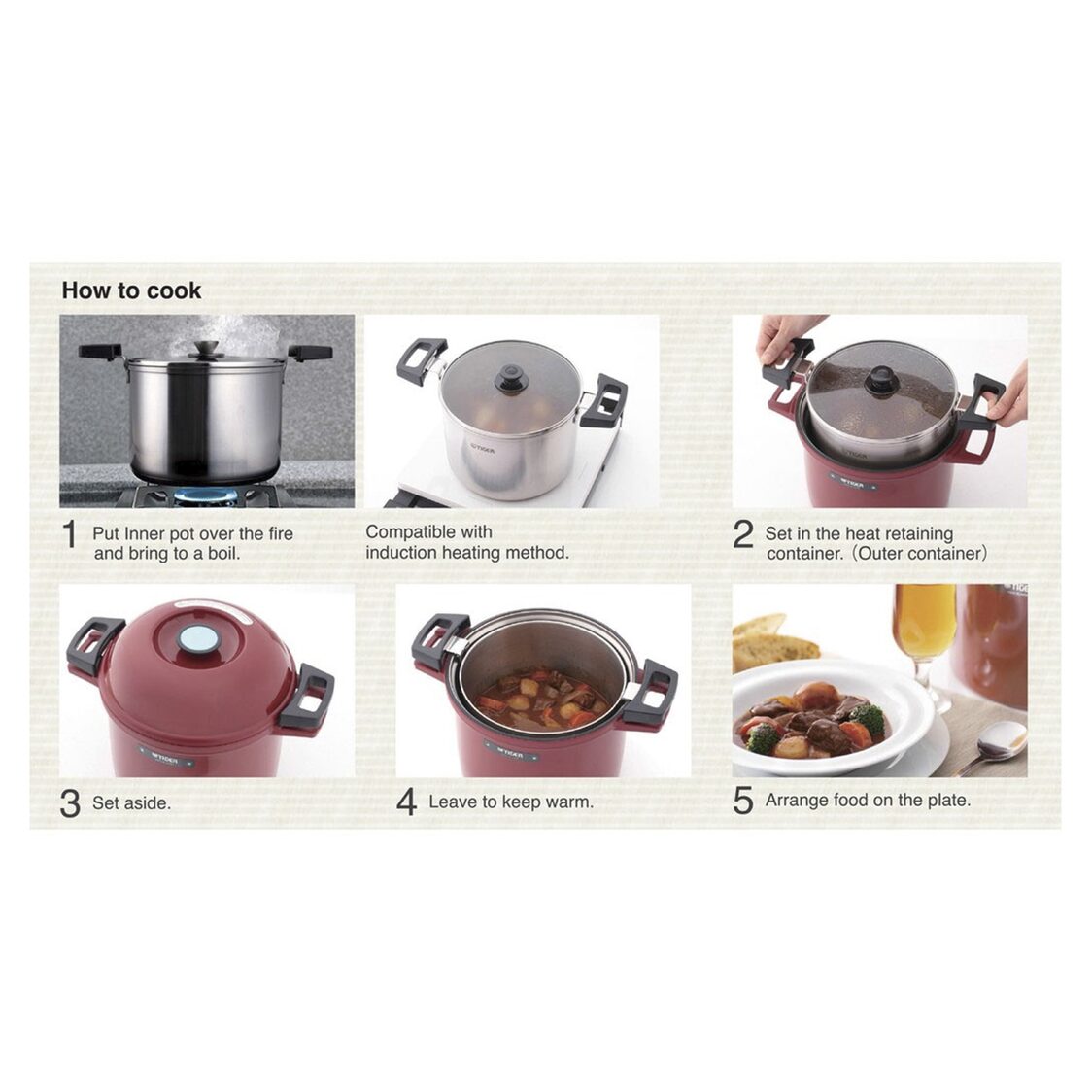 TIGER Thermal Magic Cooker 4.5L - Red (NFH-G450 RJ)