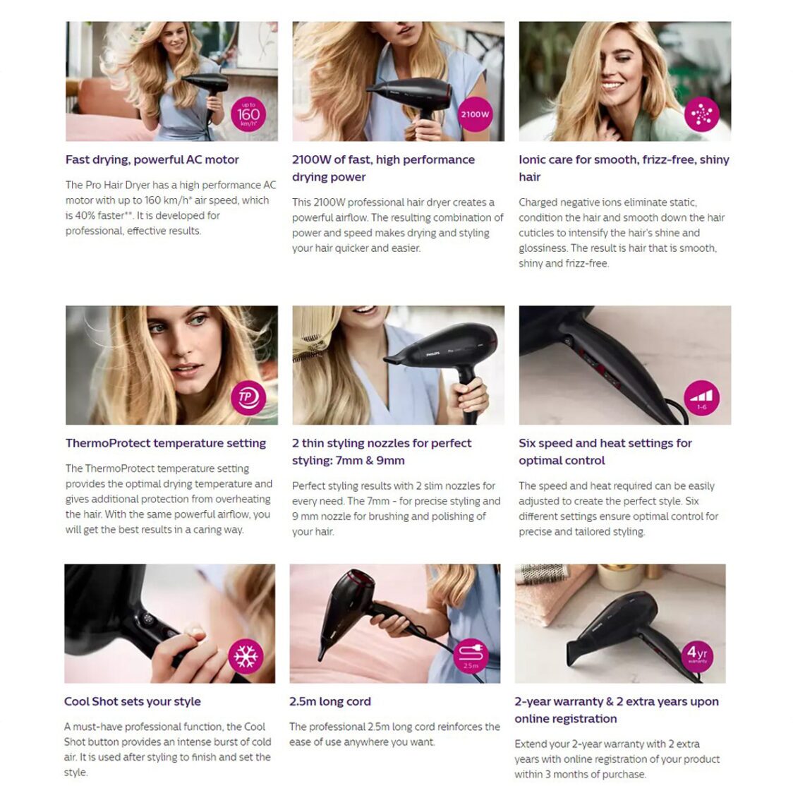 Philips Prestige Pro Hair Dryer 2100W (HPS910/03)