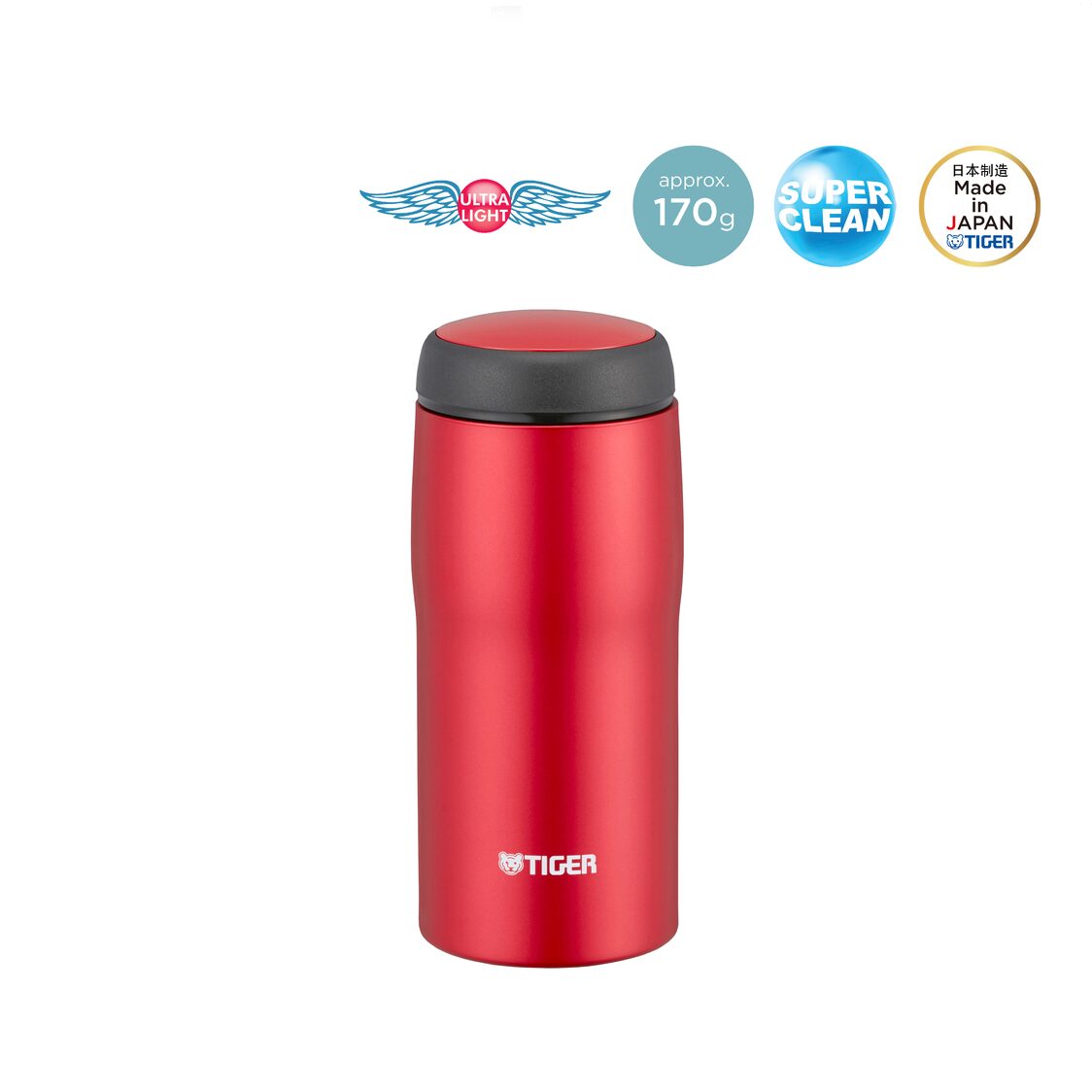 TIGER Double Stainless Steel Mug 360ml - Matte Red (MJA-B036 RM)