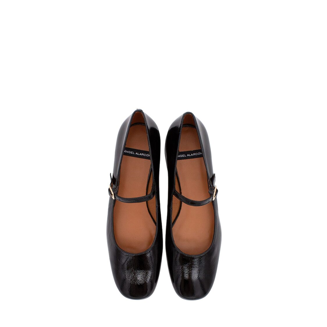 Angel Alarcon Venice Leather (Crinkled) Round Toe Mary Jane Black