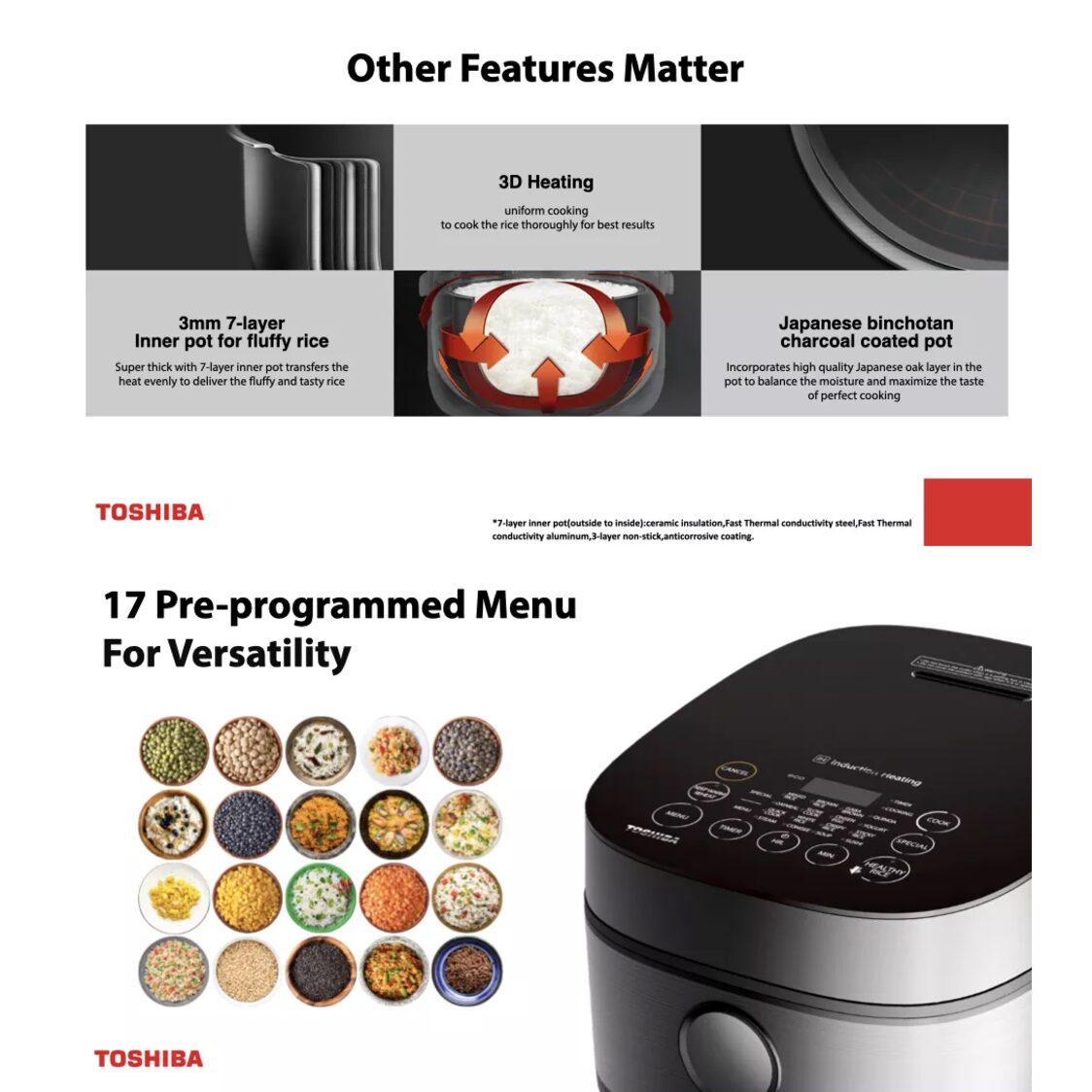 Toshiba 1.8L Low Gi Induction Heating Rice Cooker (RC-18ISPS)