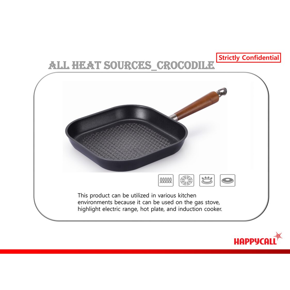 Happycall Crocodile IH Graphene Die Cast Square Grill Pan 28cm (3001-0763)