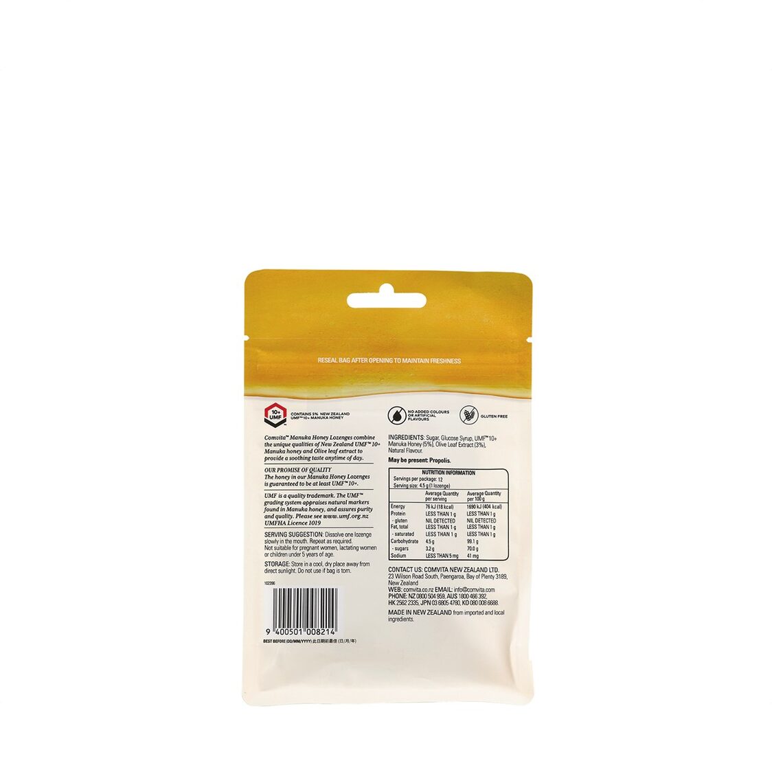 Comvita Manuka Honey Lozenges with Olive Leaf Extract - 12s