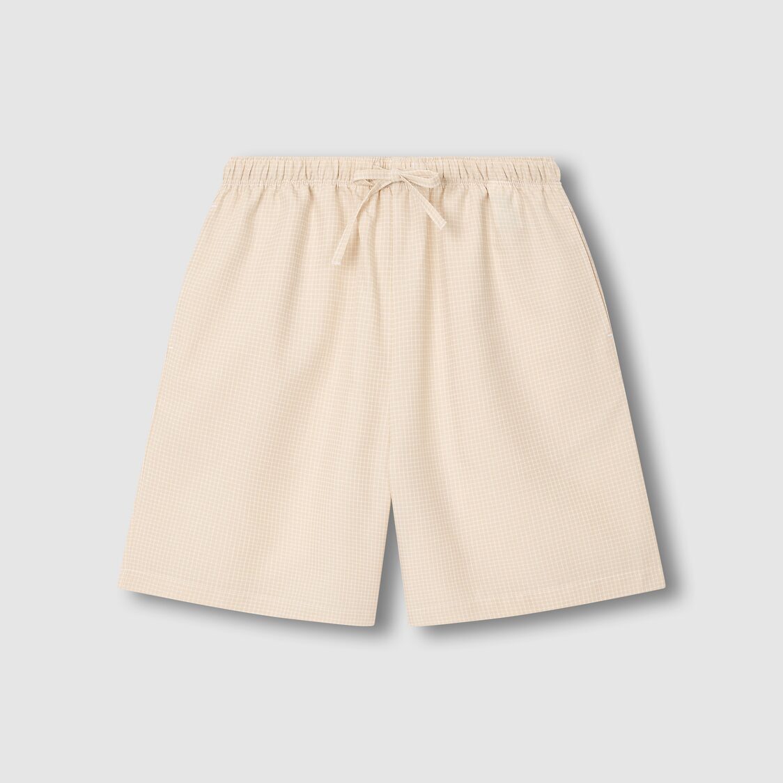 Jaju Women Cotton Check Pajama Set Light Beige