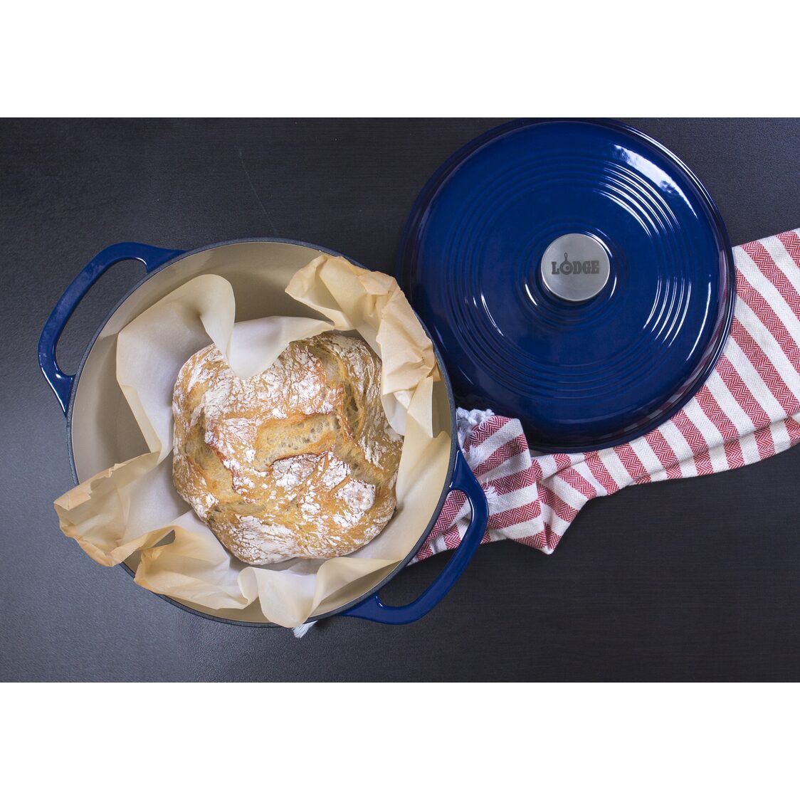 Lodge 6 Quart Indigo Enameled Cast Iron Dutch Oven