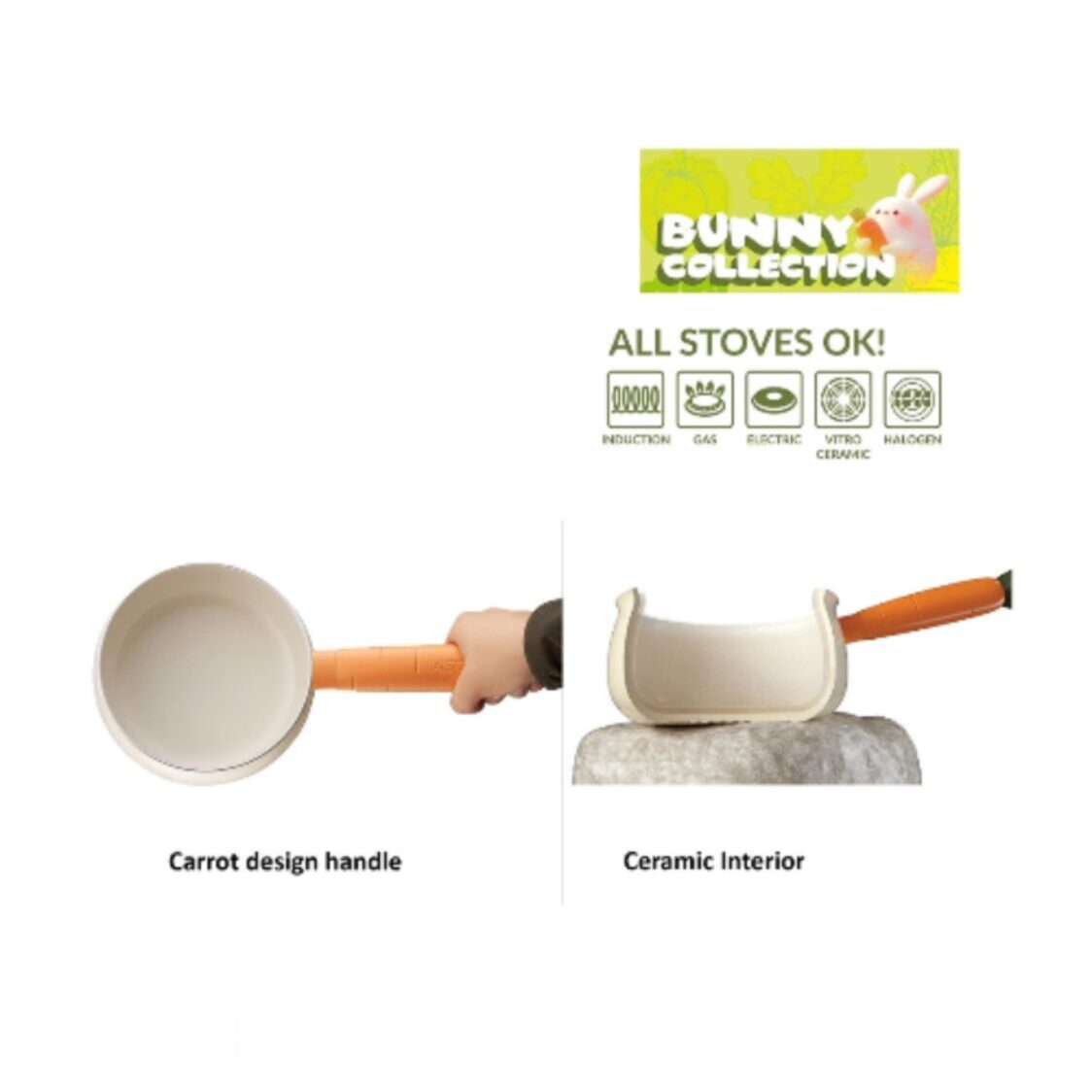 ASD Bunny Collection 18cm Induction Saucepan + Steamer (HP-BUN318SA-SS)