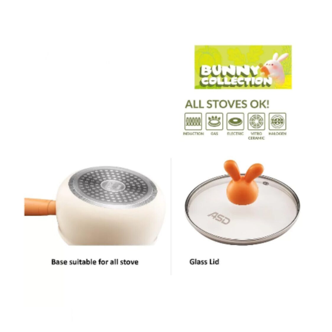 ASD Bunny Collection 18cm Induction Saucepan + Steamer (HP-BUN318SA-SS)