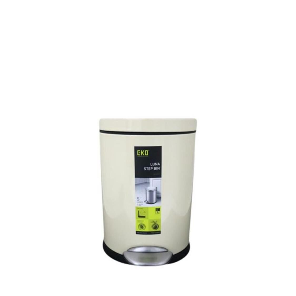 EKO Stainless Steel Step Bin With Soft Closing Lid 8L Cream Luna EK9219-8-CR