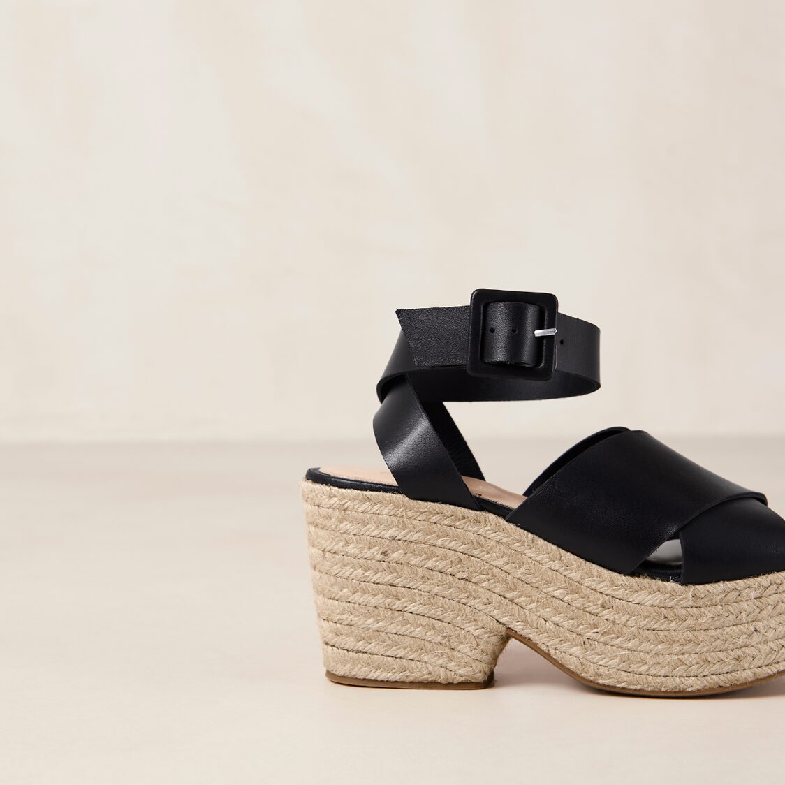 Alohas Lyla Black Leather Espadrilles
