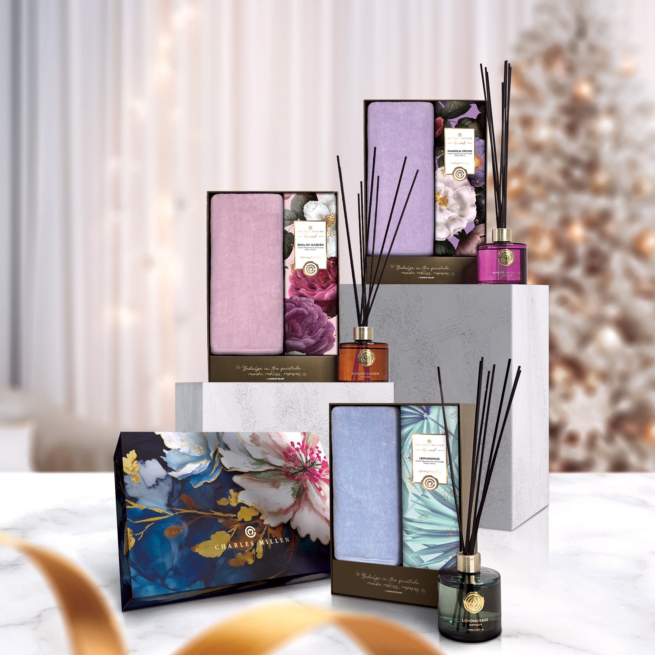 Charles Millen Signature Collection Repose Loft Sports Bath Towel With Unwind Diffuser Gift Set