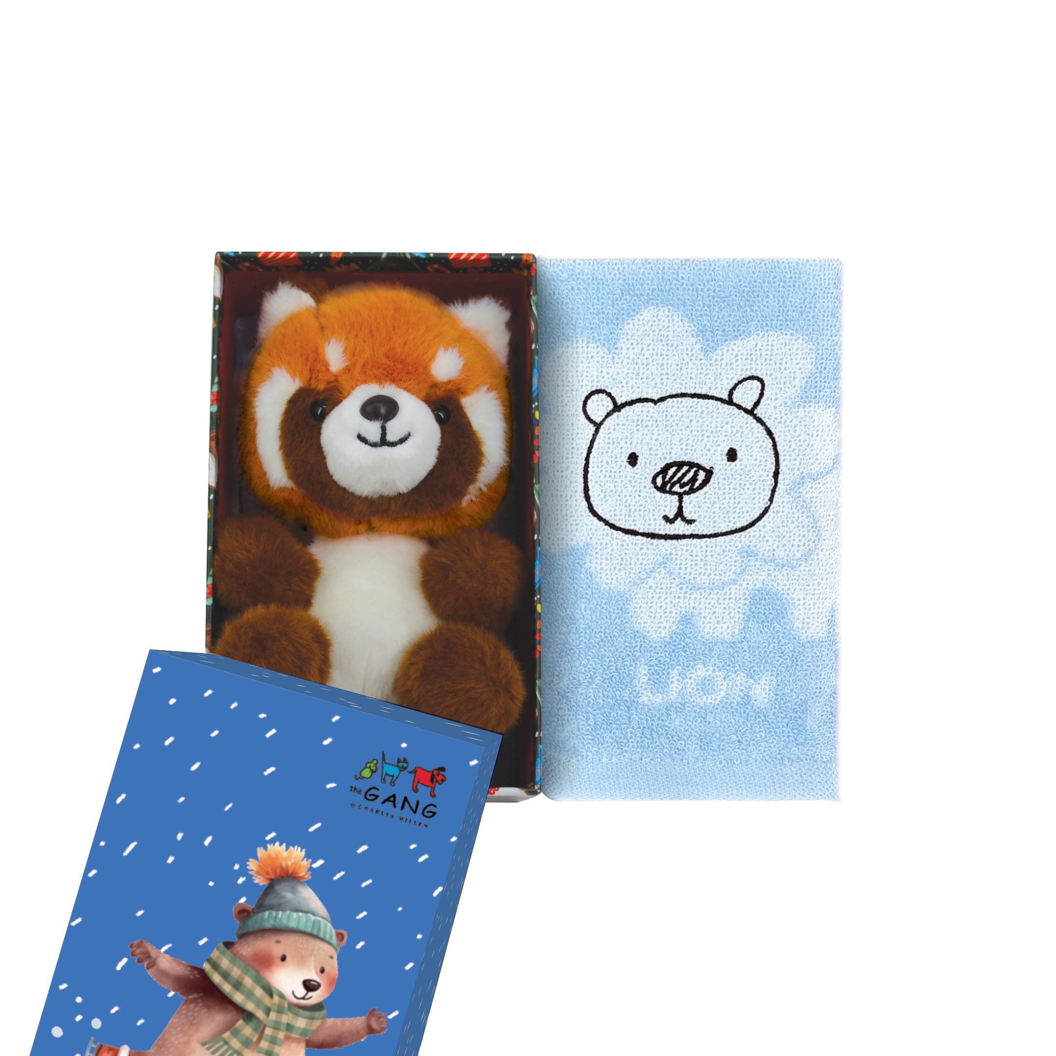 The Gang The Rangers Series The Mobz Premium Cotton Bath Linen X'mas Gift Set, 1 Piece Junior Hand Towel With 1 Piece Animal Plush