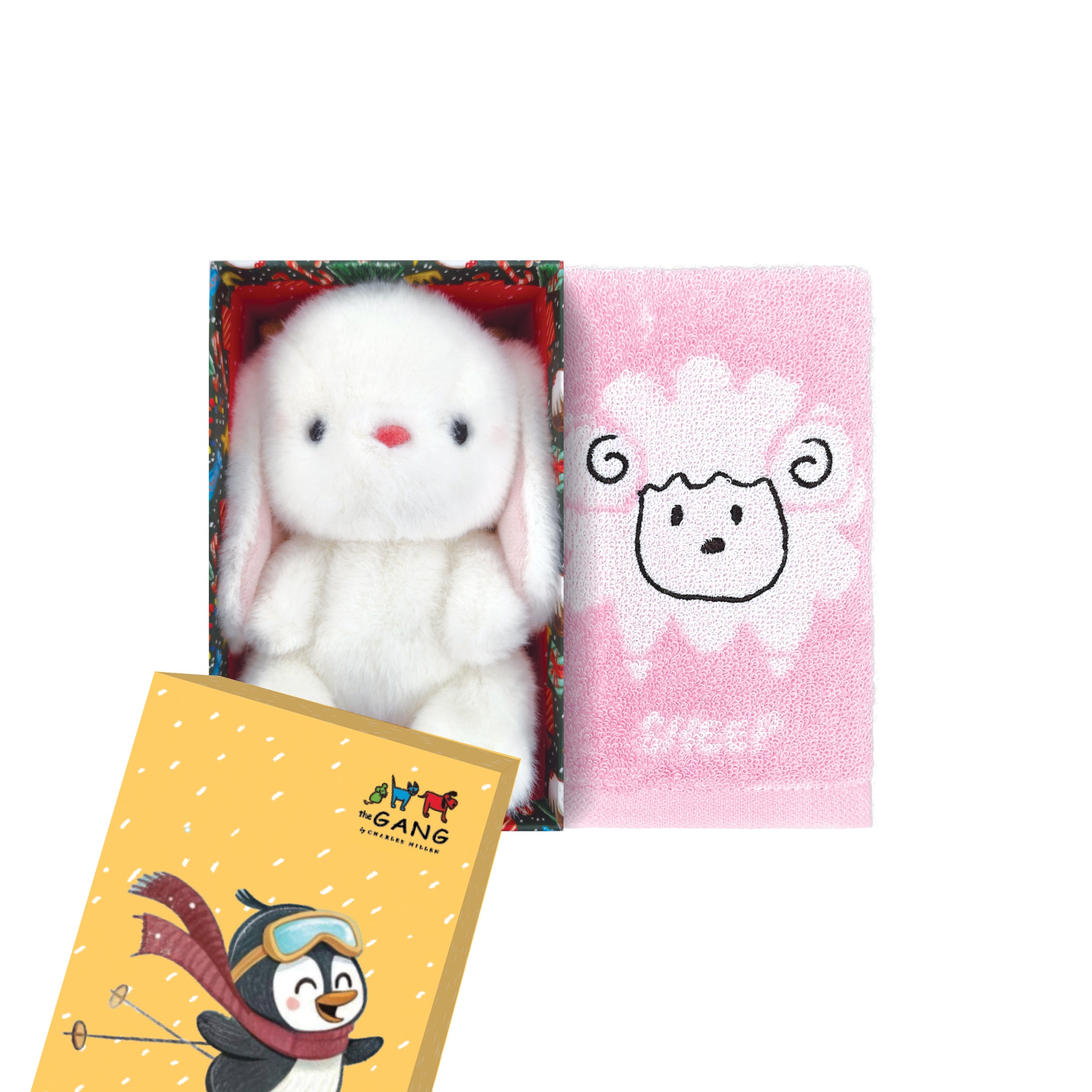 The Gang The Rangers Series The Mobz Premium Cotton Bath Linen X'mas Gift Set, 1 Piece Junior Hand Towel With 1 Piece Animal Plush