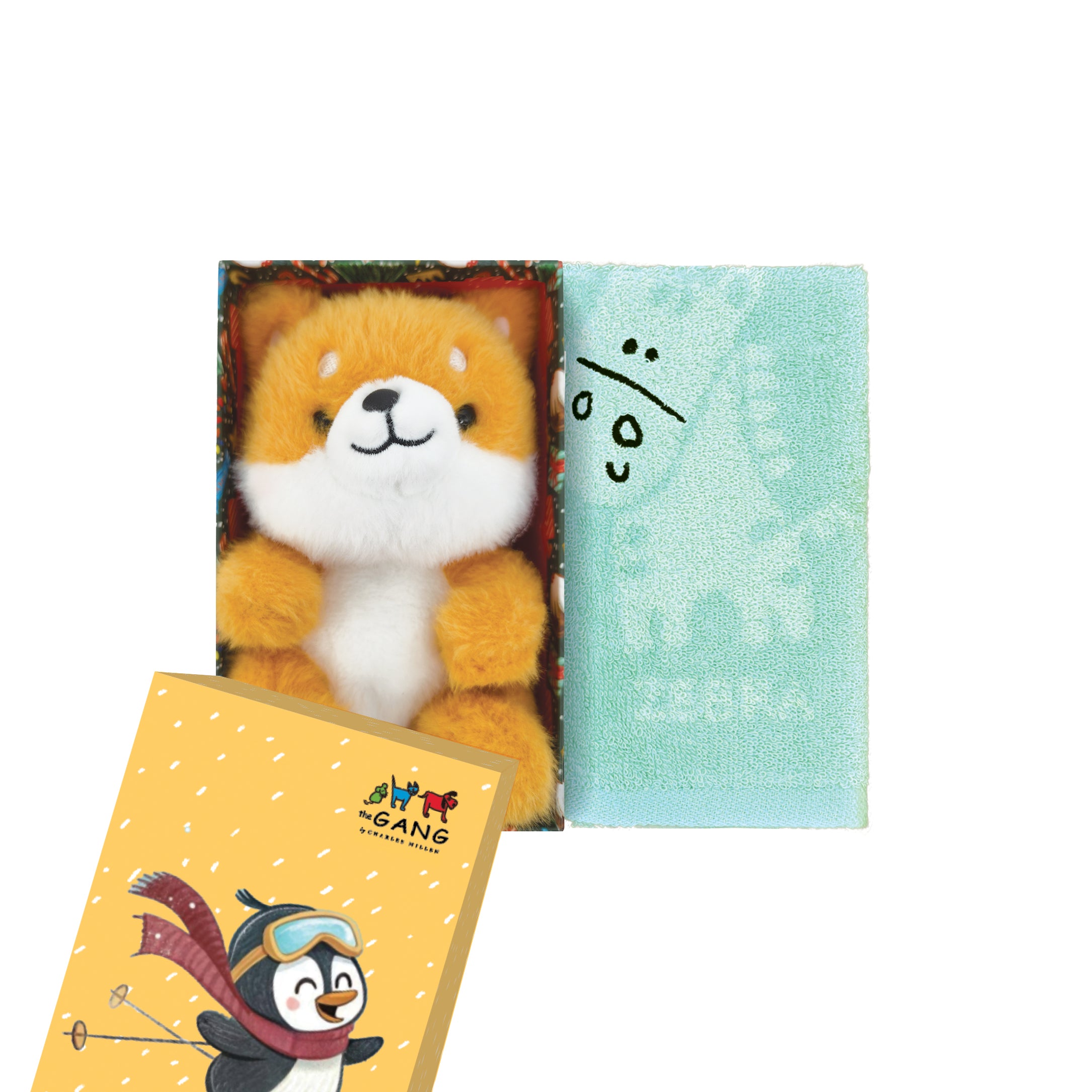 The Gang The Rangers Series The Mobz Premium Cotton Bath Linen X'mas Gift Set, 1 Piece Junior Hand Towel With 1 Piece Animal Plush