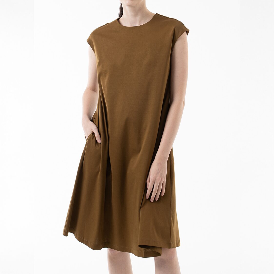 K/Woods Essential Flow Midi Dress in Fried Olive