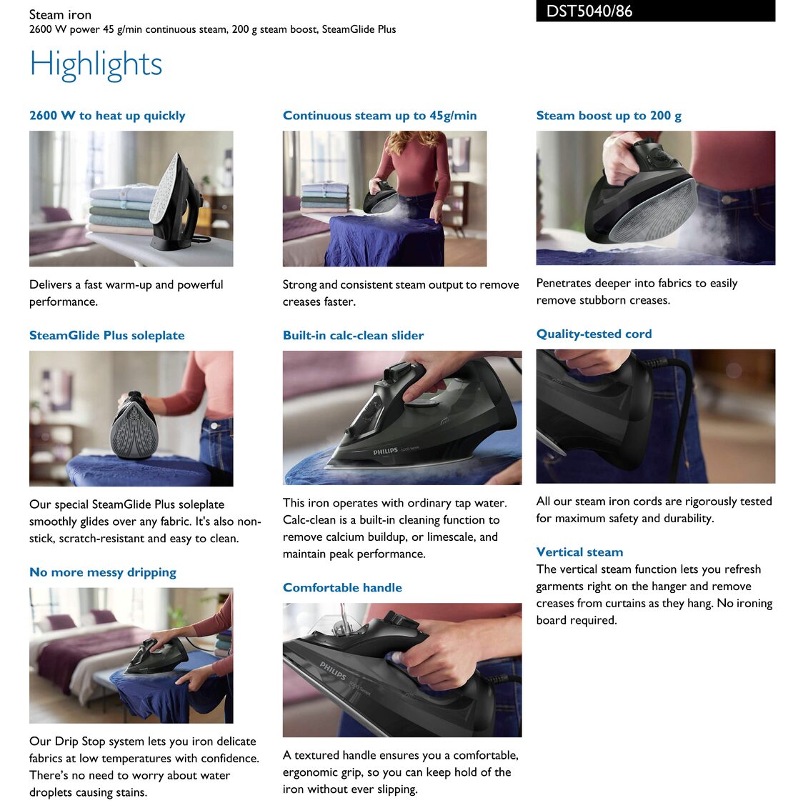 Philips 5000 Series Steam Iron 2600W (DST5040/86)