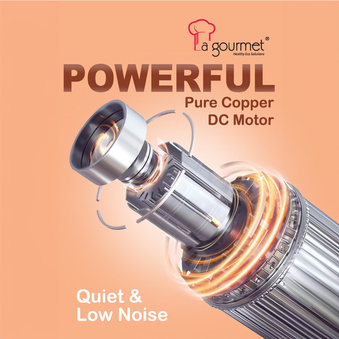 La Gourmet Hand Blender Set - Peach Fuzz (LGELHB421388) + Free Flame 850ml Thermal Lunch Box (Worth $19.90) (LGPGFE410221)