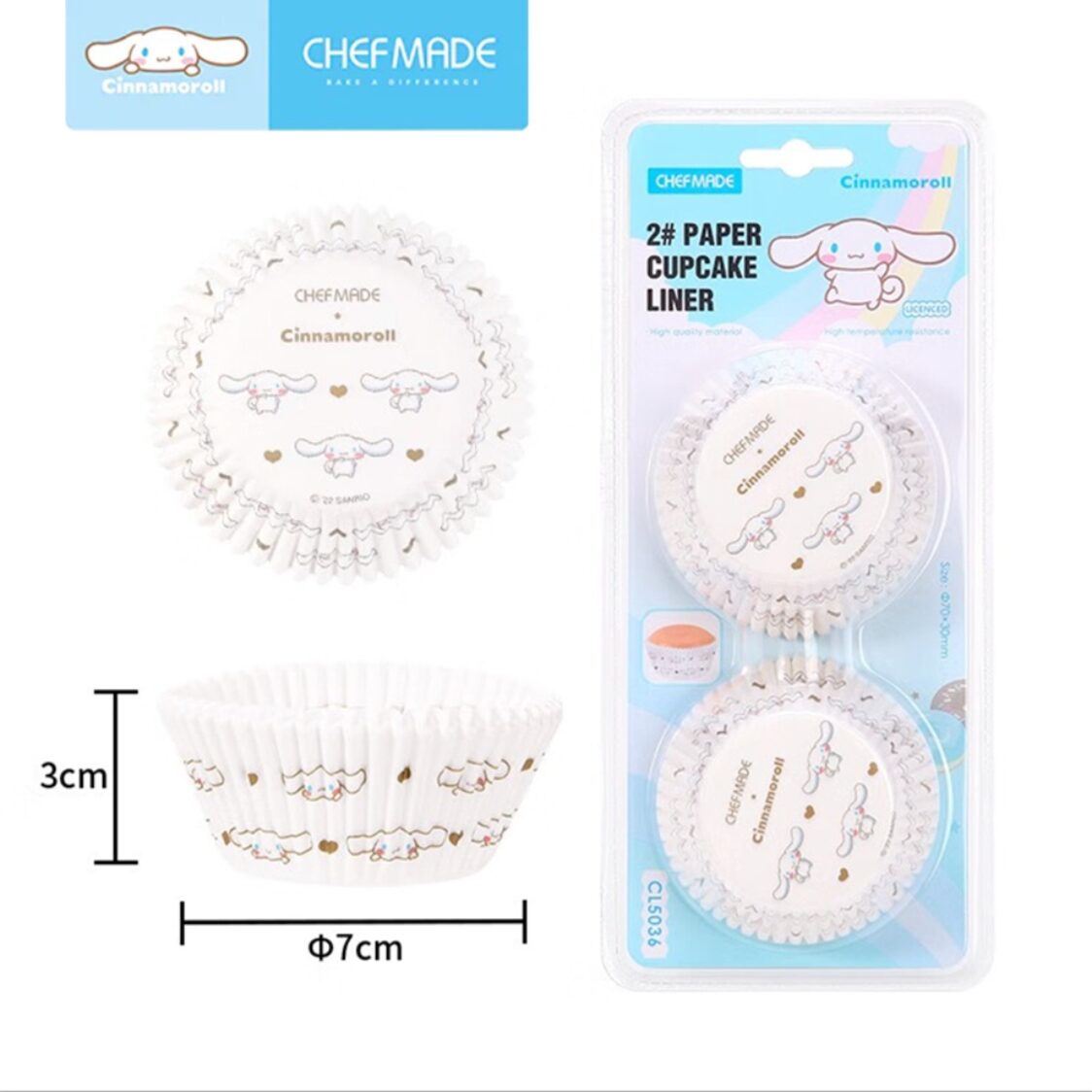 Chefmade Paper Oil-Proof Cupcake Liner 7X3cm 100Pcs Design 2# Cinnamoroll (1898cm-CL5036)