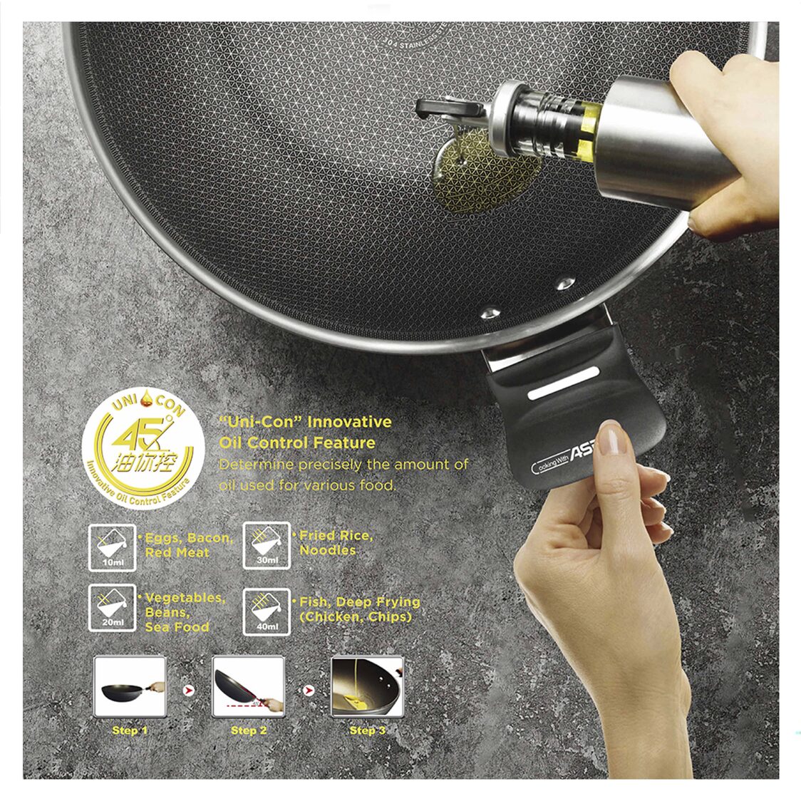 ASD Hybrid 3-Ply IH Hex-Wok 36cm (HP36HHW)