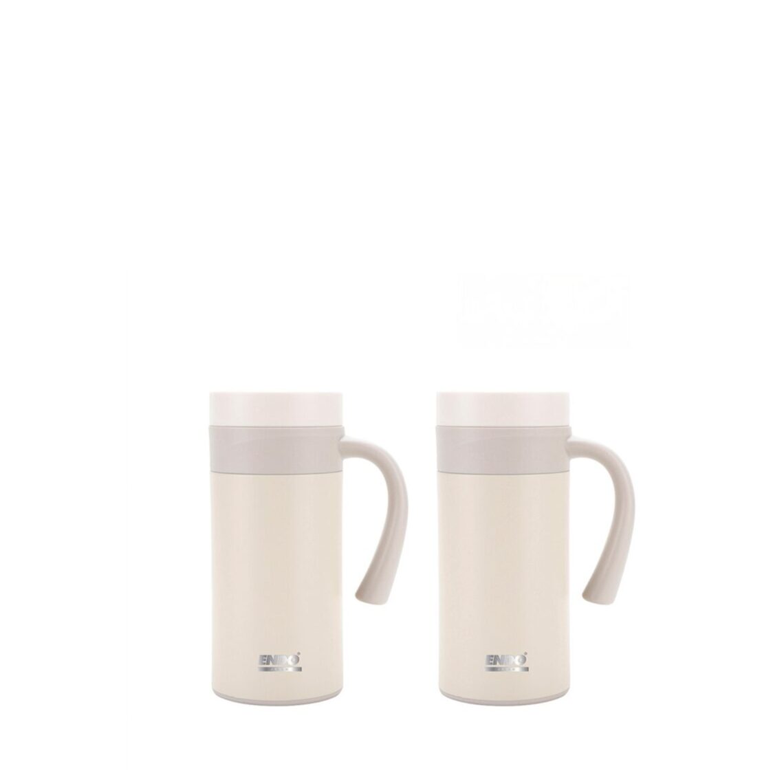 Endo 2pc 400ml Double Stainless Steel Mug Set – Creamy (CX-3015)