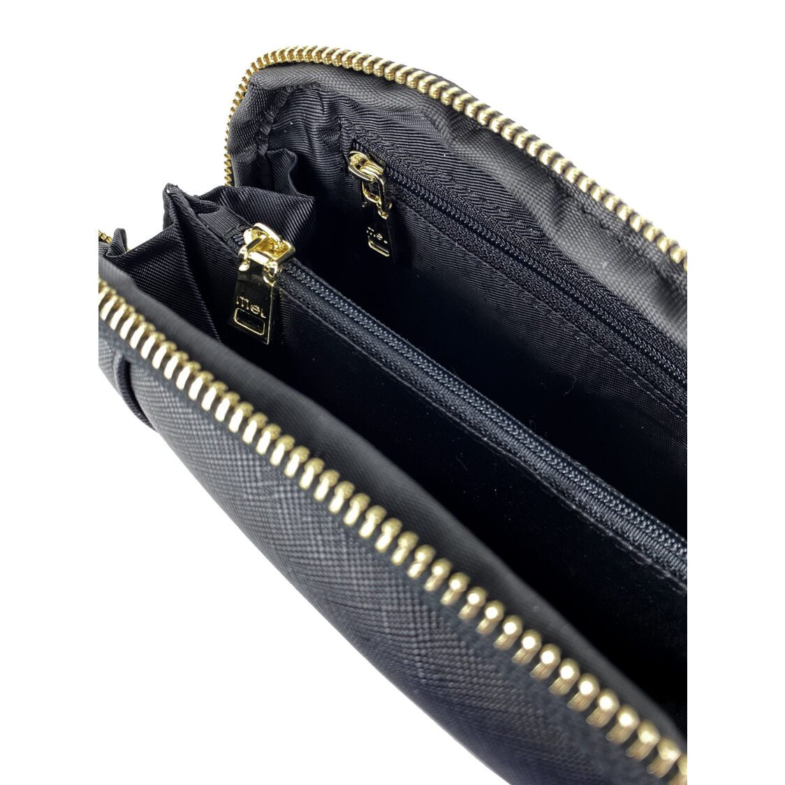 Mel&Co Saffiano-Effect Loop Handle Zip-Around Wristlet Pouch