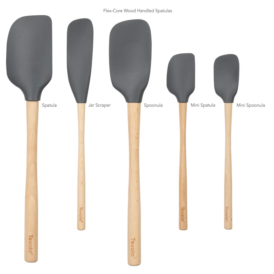 Tovolo Flex-Core Spatula Wood Handled Set S/5