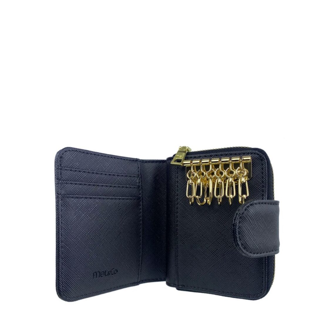 Mel&Co Saffiano Leatherette Key Holder with Zipped Gusset