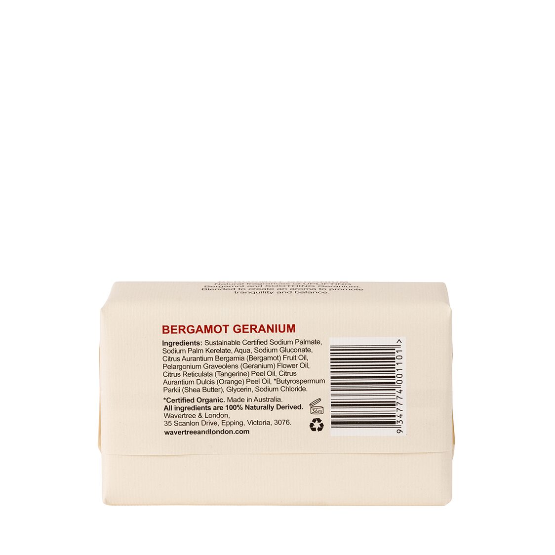 Wavertree & London Bergamot & Geranium Soap Bar 200g