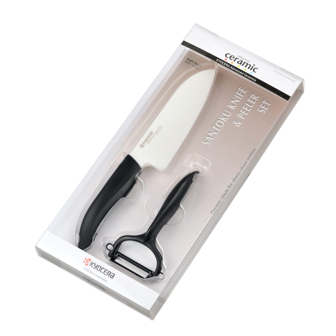 KYOCERA 5.5" Advanced Ceramic Santoku Knife & Peeler Set - Black (FK140WH-CP10N BK)