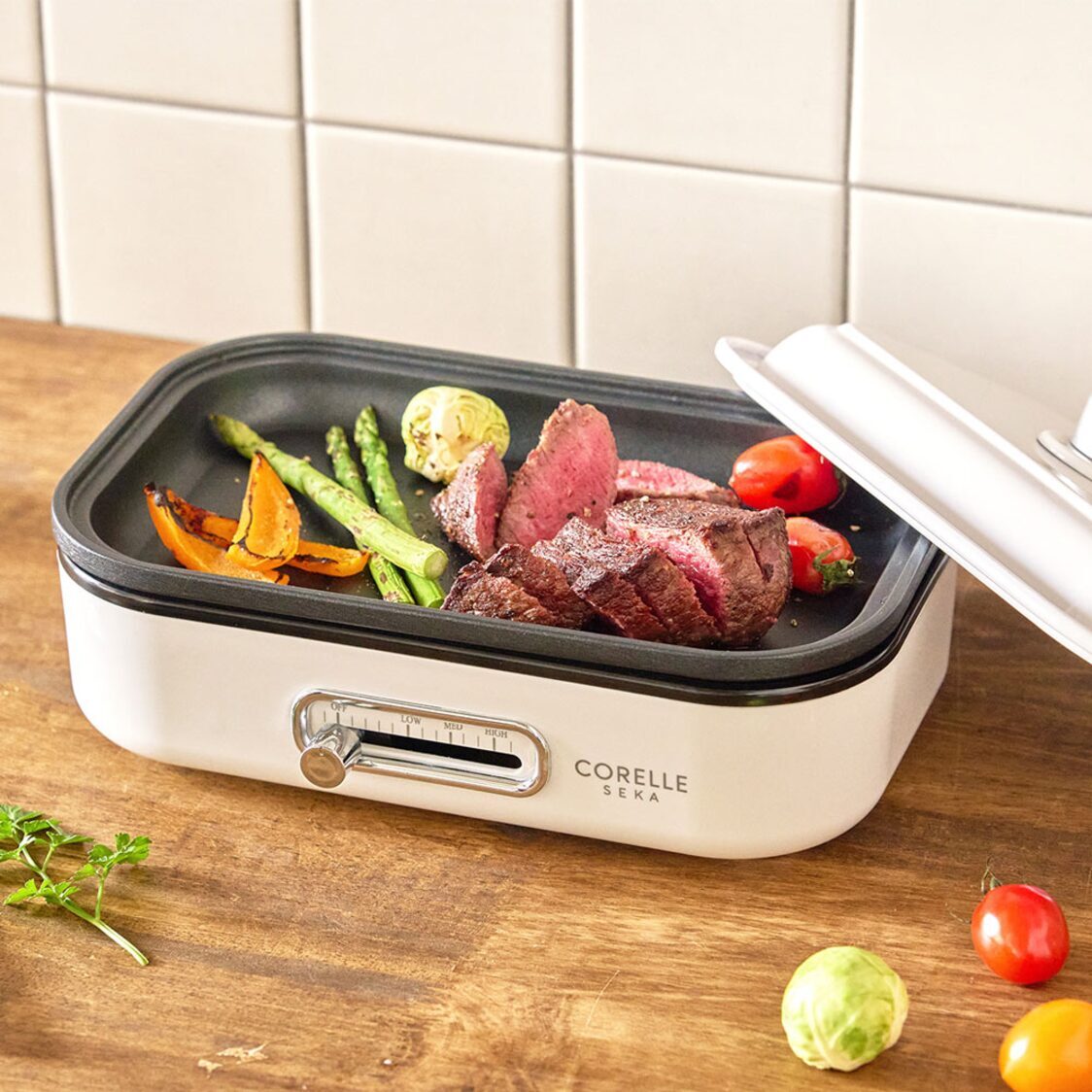 Corelle Seka Multi Cooker With Grill and Takoyaki Plates (CS-MGDP/SG)