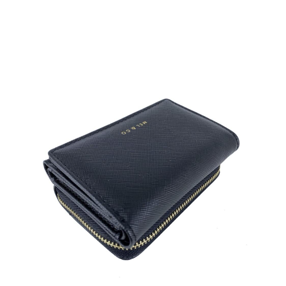 Mel&Co Saffiano-Effect Compact Tri-Fold Wallet