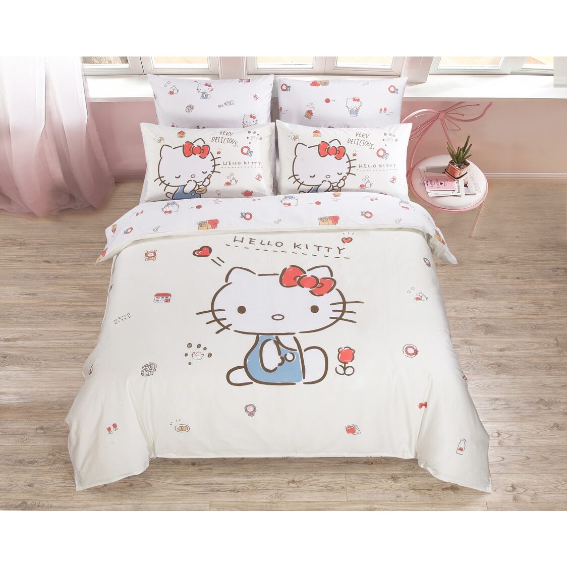Sanrio 900TC 100% Cotton Sateen Fitted Sheet Set-Kurashi A