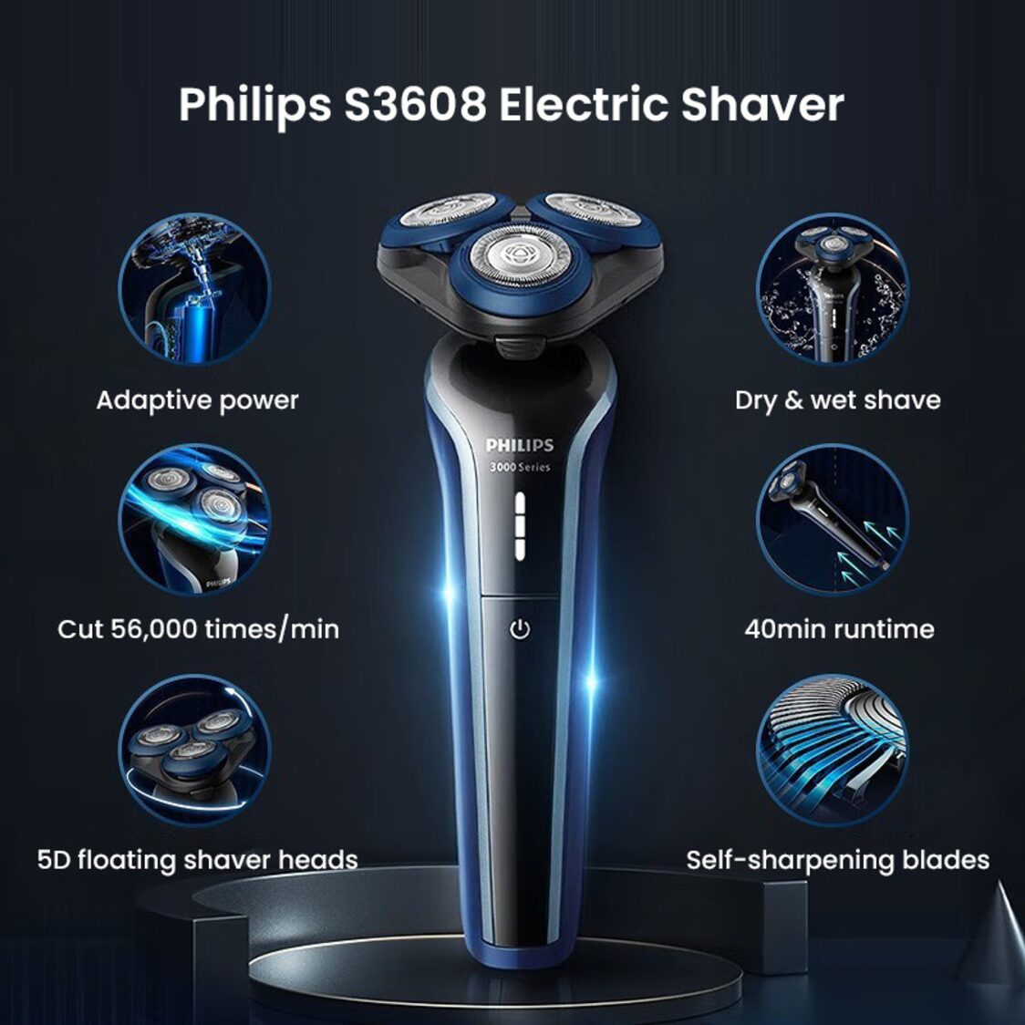 Philips Series 3000 Wet and Dry Shaver (S3608/10)